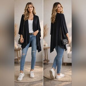 Balance Collection Black Poncho Cardigan Wrap – One Size